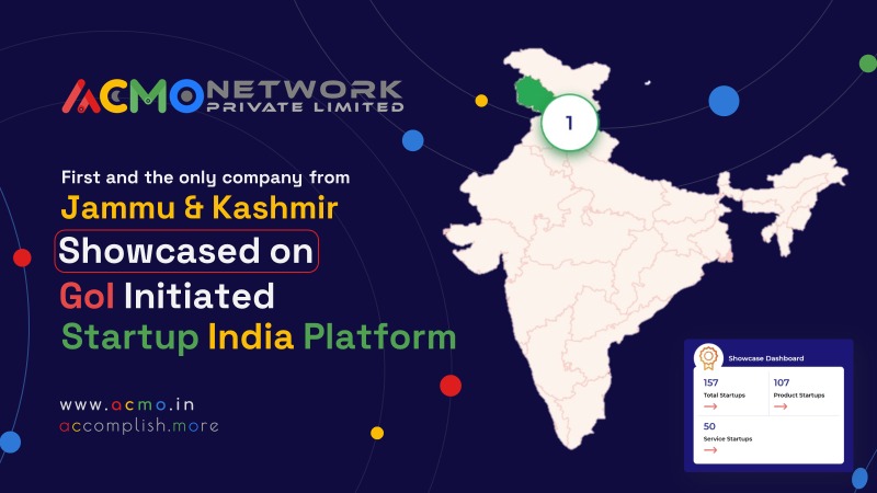 Acmo Network – The first and only company from J&K showcased on GoI Initiated Startup India Platform